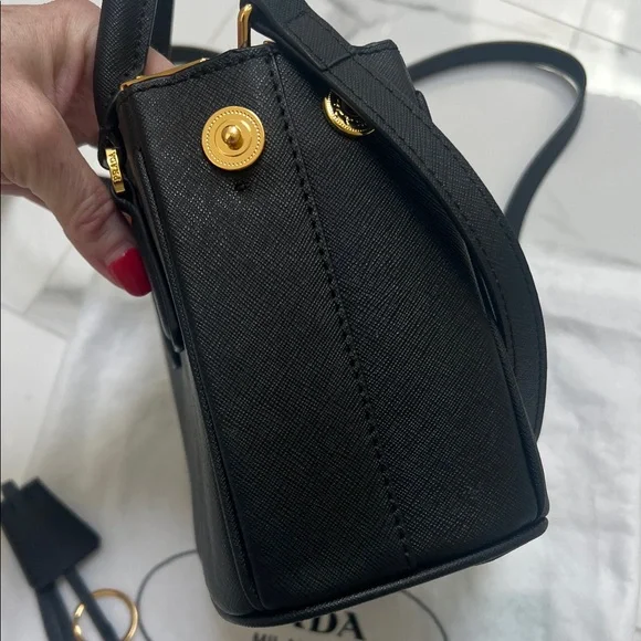 Prada Black Saffiano Mini Satchel with Gold Hardware - Picture 5 of 10